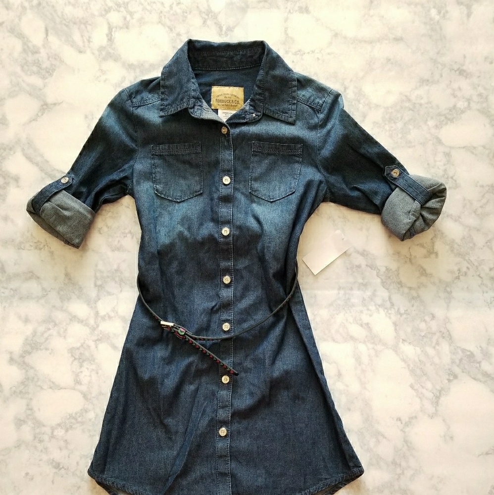 Roebuck & CO. Button Down Belted Cotton Dress